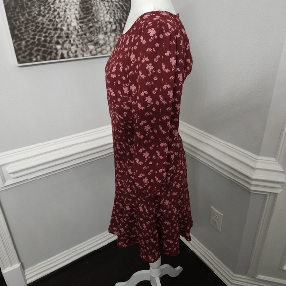 Jun & Ivy womens 3/4 sleeve floral burgundy dress size Small - Picture 3 of 7